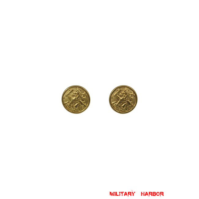 WWI WWII Dutch Shoulder Board Gold Buttons 15mm (2pcs) Dutch Buttons,Dutch Tunic Buttons,Dutch uniforms Buttons,Dutch Shoulder Board Buttons,Dutch Belt Hooks