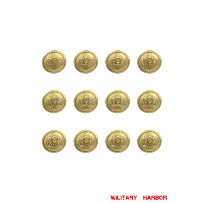 WWII German WWI Imperial German Prussian Crown General Button 18mm (12pcs) WW1 german,Imperial German,Prussian,wehrmacht,german buttons,WWII German Buttons,WW2 buttons,WWII german,WWII military surplus,replica military,Prussian buttons