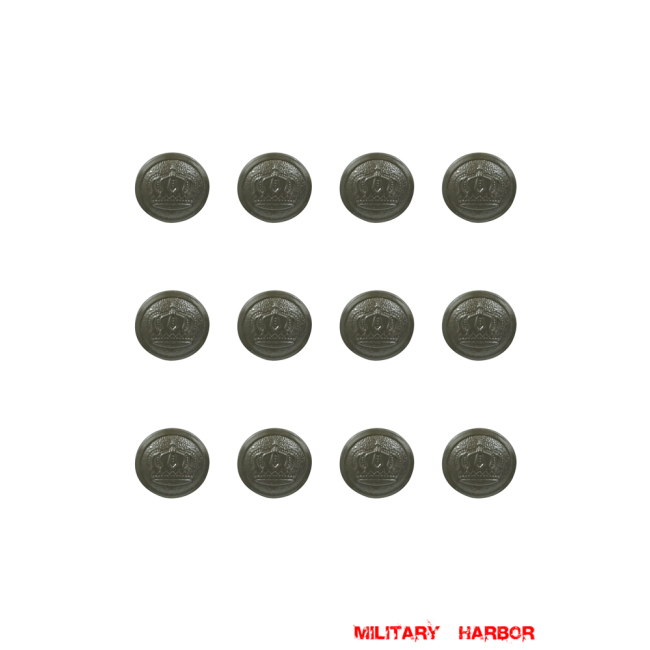WWII German WWI Imperial German Prussian Crown EM Button 18mm (12pcs) WW1 german,Imperial German,Prussian,wehrmacht,german buttons,WWII German Buttons,WW2 buttons,WWII german,WWII military surplus,replica military,Prussian buttons