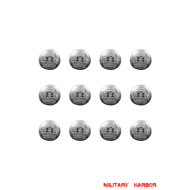 WWII German WWI Imperial German Crown Officer Button 18mm (12pcs) WW1 german,Imperial German,Prussian,wehrmacht,german buttons,WWII German Buttons,WW2 buttons,WWII german,WWII military surplus,replica military,Prussian buttons