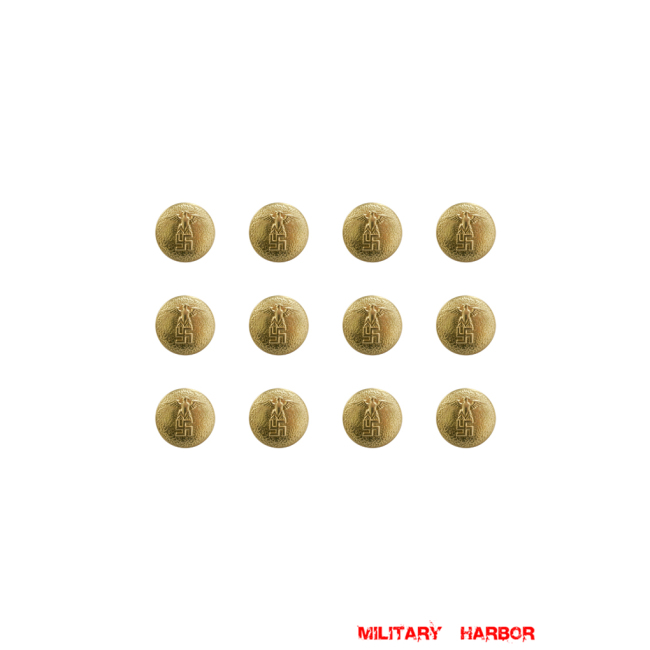 WWII German Political Party Gold Buttons 21mm (12 pcs) WW2 german,Political Party,wehrmacht,german buttons,WWII German Buttons,WW2 buttons,WWII german