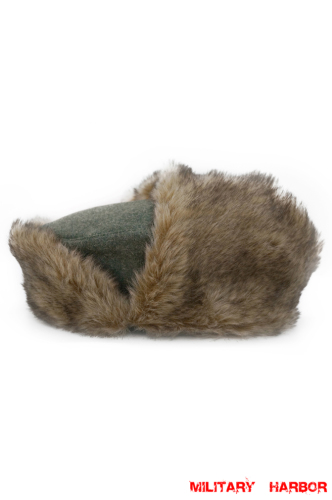 WWII German Heer/SS Field Grey Wool Winter Fur Cap