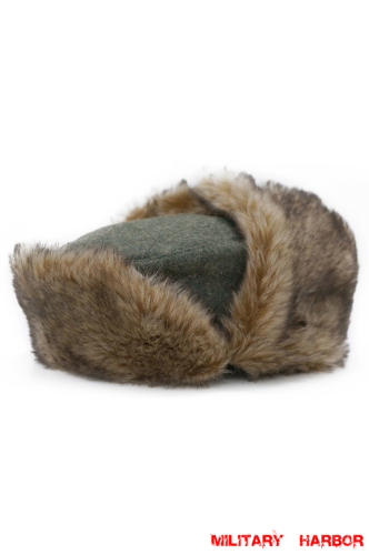 WWII German Heer/SS Field Grey Wool Winter Fur Cap