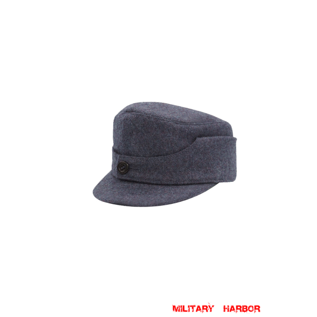 WWII German Luftwaffe Single Button Bergmütze Blue Grey Wool Field Cap ww2 german caps,german field caps,german hats,german Bergmütze,german ss cap,german military caps for sale,german military cap,german military hats,german military hat ww2,wehrmacht cap,ww2 cap,Gebirgsjager cap, police cap