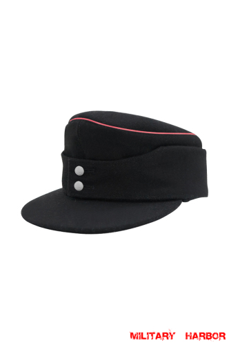 WWII German Panzer Officer Black Wool M43 Field cap