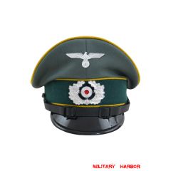 WWII German Heer Cavalry / Recon EM & NCO Gabardine Visor Cap with insignia WW2 german cap,wehrmacht cap,SS cap,german visor cap,Cavalry Visor cap,WWII german hat,field hat,WW2 hat,WW2 german,WWII german,german WW2 militaria,waffen ss hat,wehrmacht hat,crusher cap WW2,SS crusher cap