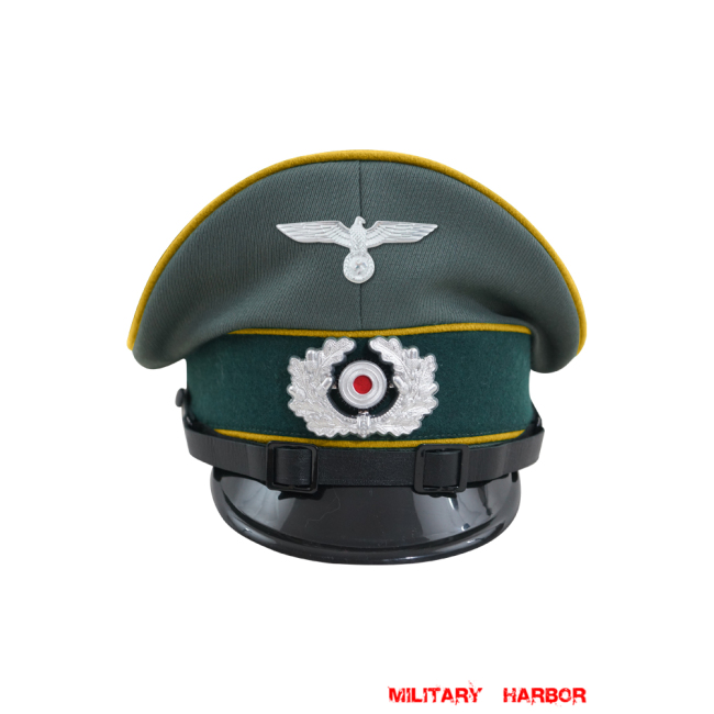 WWII German Heer Cavalry / Recon EM & NCO Gabardine Visor Cap with insignia WW2 german cap,wehrmacht cap,SS cap,german visor cap,Cavalry Visor cap,WWII german hat,field hat,WW2 hat,WW2 german,WWII german,german WW2 militaria,waffen ss hat,wehrmacht hat,crusher cap WW2,SS crusher cap