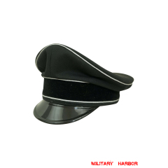 WWII German Allgemeine SS General officer black Gabardine Visor cap I WW2 german cap,wehrmacht cap,SS visor cap,german visor cap,General visor cap,WWII german hat,field hat,WW2 hat,WW2 german,WWII german,german WW2 militaria,waffen ss hat,wehrmacht hat,crusher cap WW2,SS crusher cap