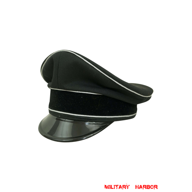 WWII German Allgemeine SS General officer black Gabardine Visor cap I WW2 german cap,wehrmacht cap,SS visor cap,german visor cap,General visor cap,WWII german hat,field hat,WW2 hat,WW2 german,WWII german,german WW2 militaria,waffen ss hat,wehrmacht hat,crusher cap WW2,SS crusher cap