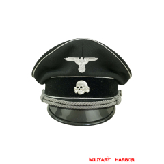 WWII German Allgemeine SS General officer black Gabardine Visor cap with insignia WW2 german cap,wehrmacht cap,SS visor cap,german visor cap,General visor cap,WWII german hat,field hat,WW2 hat,WW2 german,WWII german,german WW2 militaria,waffen ss hat,wehrmacht hat,crusher cap WW2,SS crusher cap