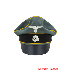 WWII German Waffen SS Gabardine Cavalry / Recon Crusher Visor Cap with insignia WW2 german cap,wehrmacht cap,SS visor cap,german visor cap,Cavalry Crusher cap,WWII german hat,field hat,WW2 hat,WW2 german,WWII german,german WW2 militaria,waffen ss hat,wehrmacht hat,crusher cap WW2,SS crusher cap