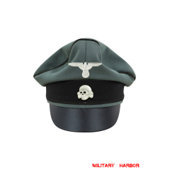 WWII German Waffen SS Gabardine Pioneer Crusher Visor Cap with insignia WW2 german cap,wehrmacht cap,SS visor cap,german visor cap,Pioneer Crusher cap,WWII german hat,field hat,WW2 hat,WW2 german,WWII german,german WW2 militaria,waffen ss hat,wehrmacht hat,crusher cap WW2,SS crusher cap