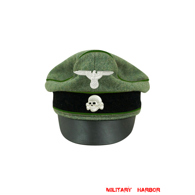 WWII German Waffen SS Wool Panzergrenadier Crusher Visor Cap with insignia WW2 german cap,wehrmacht cap,SS visor cap,german visor cap,Panzergrenadier Crusher cap,WWII german hat,field hat,WW2 hat,WW2 german,WWII german,german WW2 militaria,waffen ss hat,wehrmacht hat,crusher cap WW2,SS crusher cap