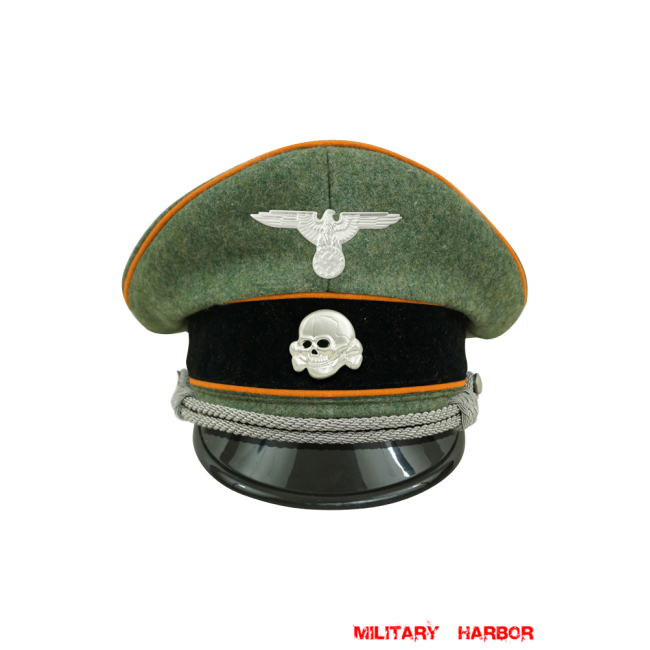 WWII German Waffen SS Field Police officer Wool Visor cap with insignia WW2 german cap,wehrmacht cap,SS visor cap,german visor cap,Field Police Visor cap,WWII german hat,field hat,WW2 hat,WW2 german,WWII german,german WW2 militaria,waffen ss hat,wehrmacht hat,crusher cap WW2,SS crusher cap