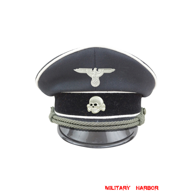 WWII German Allgemeine SS General officer black Gabardine Visor cap II with insignia WW2 german cap,wehrmacht cap,SS visor cap,german visor cap,General visor cap,WWII german hat,field hat,WW2 hat,WW2 german,WWII german,german WW2 militaria,waffen ss hat,wehrmacht hat,crusher cap WW2,SS crusher cap