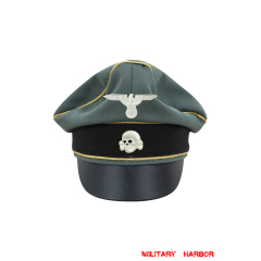 WWII German Waffen SS Reichsführer Gabardine Crusher Visor Cap with insignia WW2 german cap,wehrmacht cap,SS visor cap,german visor cap,Reichsfuhrer Crusher cap,WWII german hat,field hat,WW2 hat,WW2 german,WWII german,german WW2 militaria,waffen ss hat,wehrmacht hat,crusher cap WW2,SS crusher cap