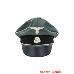 WWII German Waffen SS Officer Gabardine Crusher Visor Cap with insignia WW2 german cap,wehrmacht cap,SS visor cap,german visor cap,Reichsfuhrer Crusher cap,WWII german hat,field hat,WW2 hat,WW2 german,WWII german,german WW2 militaria,waffen ss hat,wehrmacht hat,crusher cap WW2,SS crusher cap