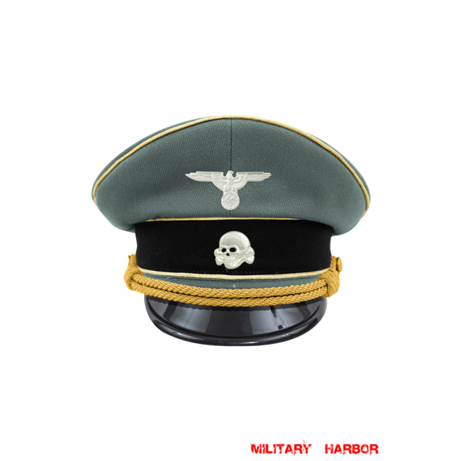 WWII German Waffen SS Reichsführer Gabardine Visor Cap with insignia WW2 german cap,wehrmacht cap,SS visor cap,german visor cap,Reichsfuhrer visor cap,WWII german hat,field hat,WW2 hat,WW2 german,WWII german,german WW2 militaria,waffen ss hat,wehrmacht hat,crusher cap WW2,SS crusher cap