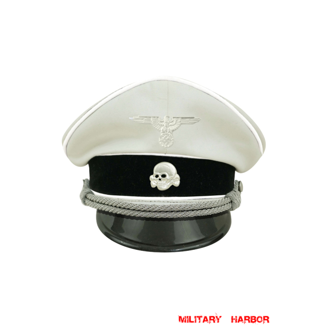 WWII German Allgemeine SS officer white cotton Visor cap with insignia WW2 german cap,wehrmacht cap,SS visor cap,german visor cap,Allgemeine cap,WWII german hat,field hat,WW2 hat,WW2 german,WWII german,german WW2 militaria,waffen ss hat,wehrmacht hat,crusher cap WW2,SS crusher cap