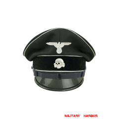 WWII German Allgemeine SS EM/NCO black Gabardine Visor cap with insignia WW2 german cap,wehrmacht cap,SS visor cap,german visor cap,Allgemeine cap,WWII german hat,field hat,WW2 hat,WW2 german,WWII german,german WW2 militaria,waffen ss hat,wehrmacht hat,crusher cap WW2,SS crusher cap