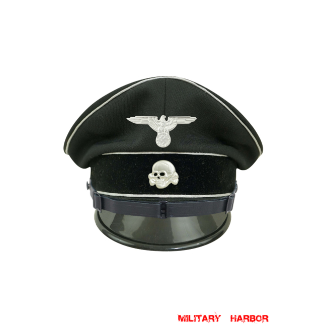 WWII German Allgemeine SS EM/NCO black Gabardine Visor cap with insignia WW2 german cap,wehrmacht cap,SS visor cap,german visor cap,Allgemeine cap,WWII german hat,field hat,WW2 hat,WW2 german,WWII german,german WW2 militaria,waffen ss hat,wehrmacht hat,crusher cap WW2,SS crusher cap