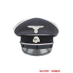 WWII German Allgemeine SS EM/NCO black Gabardine Visor cap II with insignia WW2 german cap,wehrmacht cap,SS visor cap,german visor cap,Allgemeine cap,WWII german hat,field hat,WW2 hat,WW2 german,WWII german,german WW2 militaria,waffen ss hat,wehrmacht hat,crusher cap WW2,SS crusher cap