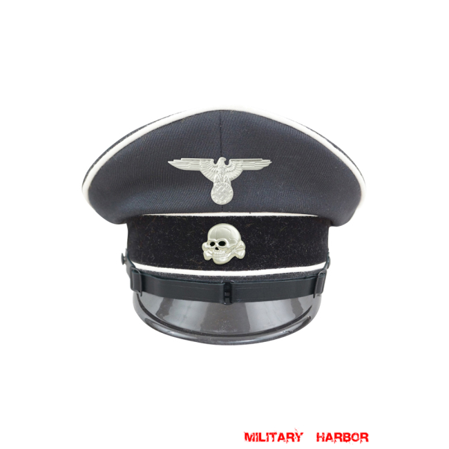 WWII German Allgemeine SS EM/NCO black Gabardine Visor cap II with insignia WW2 german cap,wehrmacht cap,SS visor cap,german visor cap,Allgemeine cap,WWII german hat,field hat,WW2 hat,WW2 german,WWII german,german WW2 militaria,waffen ss hat,wehrmacht hat,crusher cap WW2,SS crusher cap