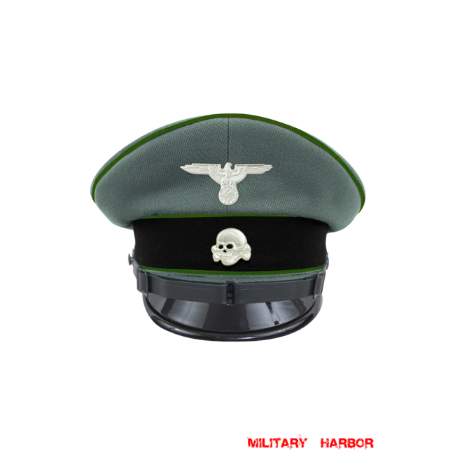 WWII German Waffen SS Panzergrenadier EM/NCO Gabardine Visor cap with insignia WW2 german cap,wehrmacht cap,SS visor cap,german visor cap,Panzergrenadier Visor cap,WWII german hat,field hat,WW2 hat,WW2 german,WWII german,german WW2 militaria,waffen ss hat,wehrmacht hat,crusher cap WW2,SS crusher cap