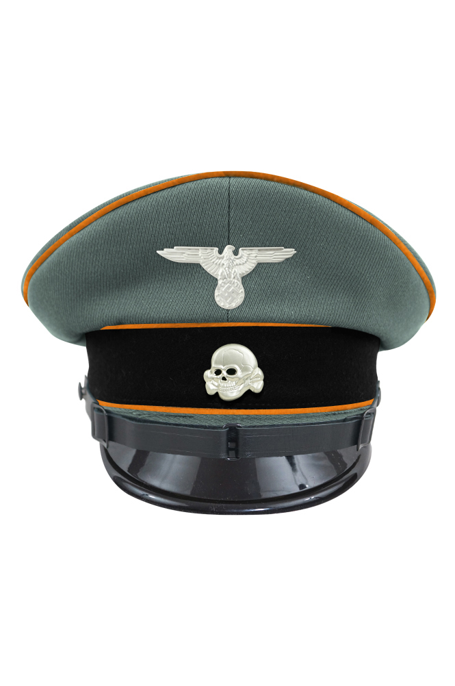WWII German Waffen SS Field Police EM/NCO Gabardine Visor cap with insignia