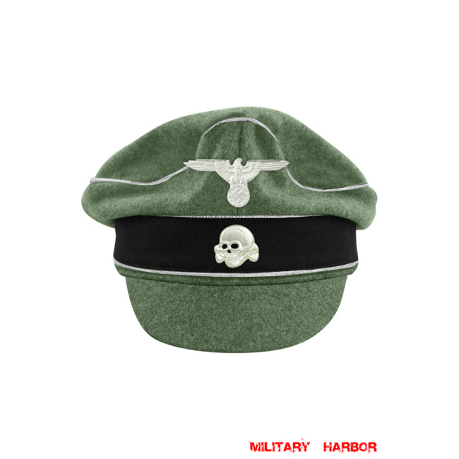 WWII German Waffen SS M37 Wool Officer Crusher Visor Cap with insignia WW2 german cap,wehrmacht cap,SS visor cap,german visor cap,officer Crusher Cap,WWII german hat,field hat,WW2 hat,WW2 german,WWII german,german WW2 militaria,waffen ss hat,wehrmacht hat,crusher cap WW2,SS crusher cap