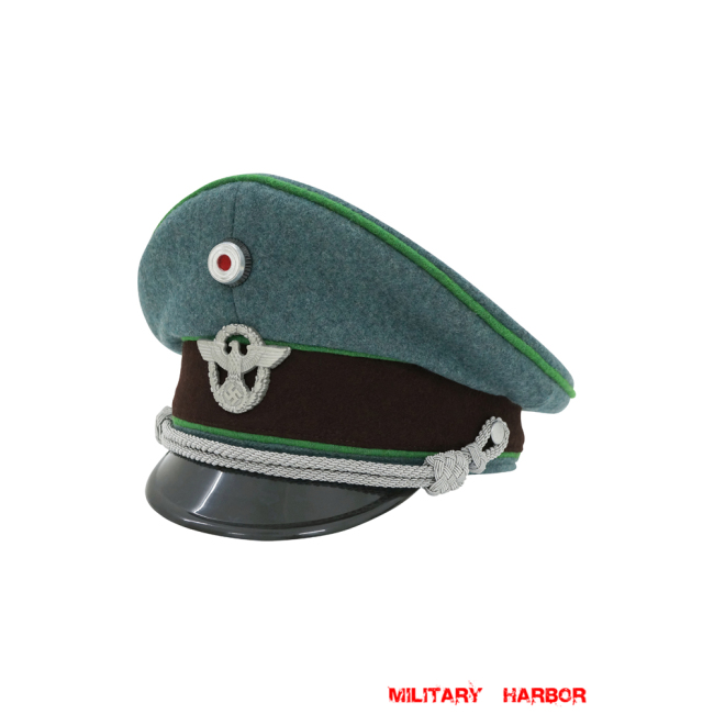 WWII German Schutzpolizei Protection Police Officer Wool Visor Cap With Insignias ww2 german cap,Police visor cap,gestapo visor cap,german visor cap,General visor cap