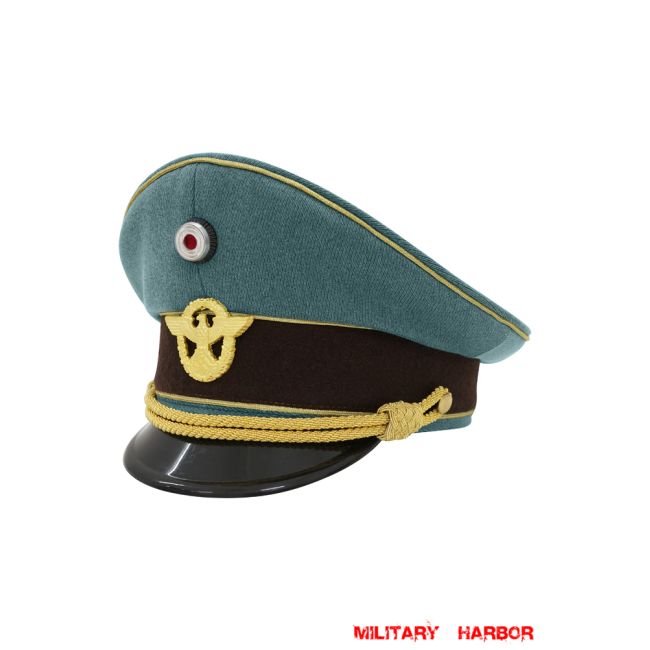 WWII German Police General Gabardine General Visor Cap With Insignias ww2 german cap,Police visor cap,gestapo visor cap,german visor cap,General visor cap