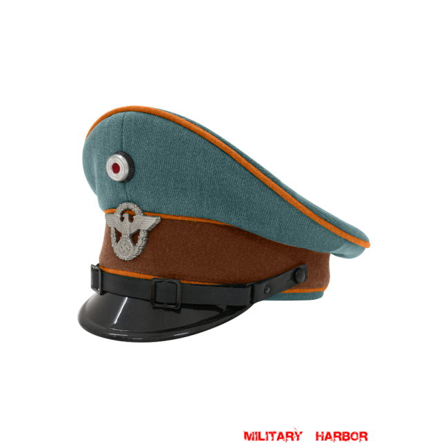 WWII German Gendarmerie Gabardine EM Visor Cap With Insignias ww2 german cap,Police visor cap,gestapo visor cap,german visor cap,General visor cap