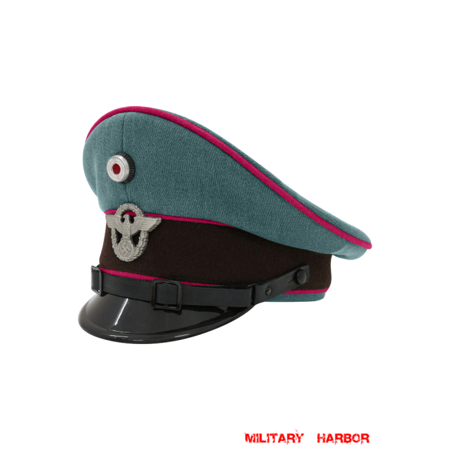WWII German Municipal Police Gabardine EM Visor Cap With Insignias ww2 german cap,Police visor cap,gestapo visor cap,german visor cap,General visor cap