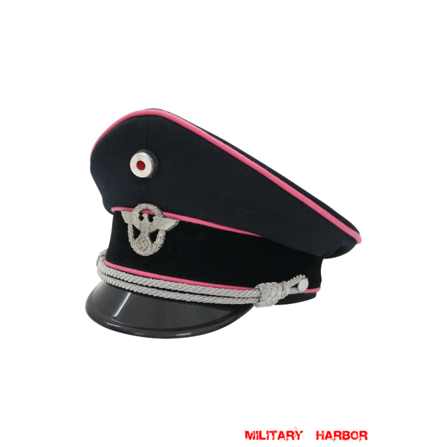 WWII German Fire Police Officer Gabardine Visor Cap With Insignias ww2 german cap,Police visor cap,gestapo visor cap,german visor cap,General visor cap