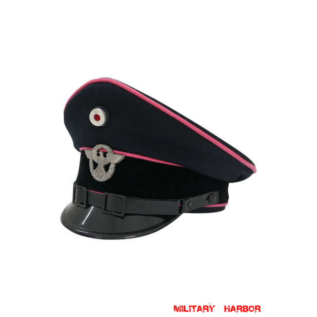 WWII German Fire Police EM Gabardine Visor Cap With Insignias ww2 german cap,Police visor cap,gestapo visor cap,german visor cap,General visor cap