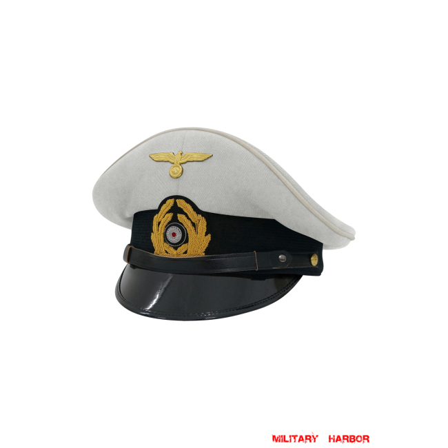 WWII German Kriegsmarine NCO White Cotton Visor Cap ww2 german Kriegsmarine cap,Kriegsmarine visor cap,Kriegsmarine Lieutenant visor cap,Kriegsmarine Captain visor cap,Kriegsmarine General visor cap