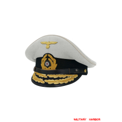 WWII German Kriegsmarine General White Cotton Visor Cap ww2 german Kriegsmarine cap,Kriegsmarine visor cap,Kriegsmarine Lieutenant visor cap,Kriegsmarine Captain visor cap,Kriegsmarine General visor cap