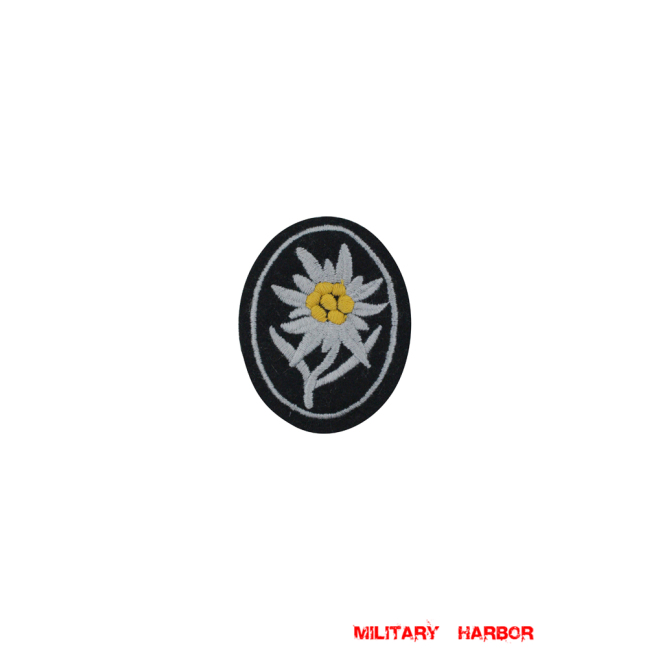WWII German SS mountain troops edelweiss sleeve insignia WW2 german badge,wehrmacht badge,Luftwaffe badge,SS badge,SS mountain troops edelweiss sleeve insignia,german badge WWII,militaria german,WWII german,wehrmacht badge,Luftwaffe badge,SS badge,WWII military surplus,WWII german insignia,german sleeve badge,SS Trade Insignia