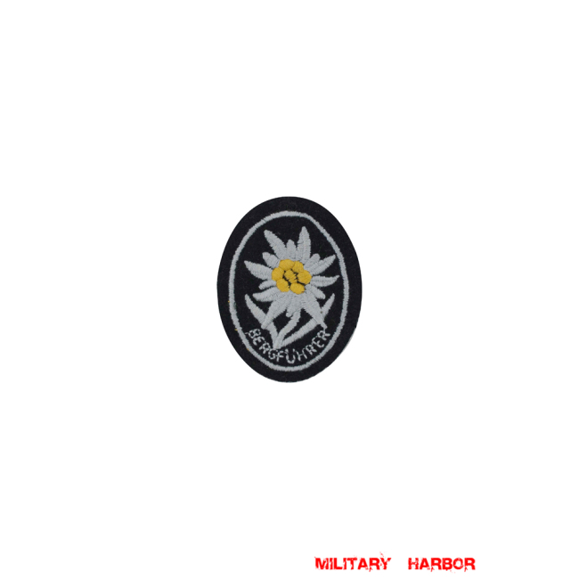 WWII German SS mountain troops edelweiss bergführer sleeve insignia WW2 german badge,wehrmacht badge,Luftwaffe badge,SS badge,SS mountain troops edelweiss bergfuhrer sleeve insignia,german badge WWII,militaria german,WWII german,wehrmacht badge,Luftwaffe badge,SS badge,WWII military surplus,WWII german insignia,german sleeve badge,SS Trade Insignia