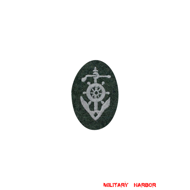 WWII German heer boat pilot's sleeve insignia later model WW2 german badge,wehrmacht badge,Luftwaffe badge,SS badge,heer boat pilot sleeve insignia,german badge WWII,militaria german,WWII german,wehrmacht badge,Luftwaffe badge,SS badge,WWII military surplus,WWII german insignia,german sleeve badge,SS Trade Insignia