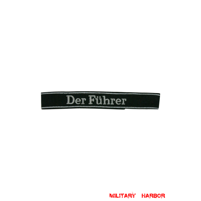 WWII German SS-VT Pz.Gren.Rgt. 4 Der Führer in latin script EM/NCO cuff title WW2 German badge,wehrmacht cufftitle,Luftwaffe cufftitle,SS cufftitle,SS Der Fuhrer cuff title,WW2 German cufftitle,German insignia,WW2 German,WWII German,waffen ss insignia,WW2 reproduction,WWII German militaria