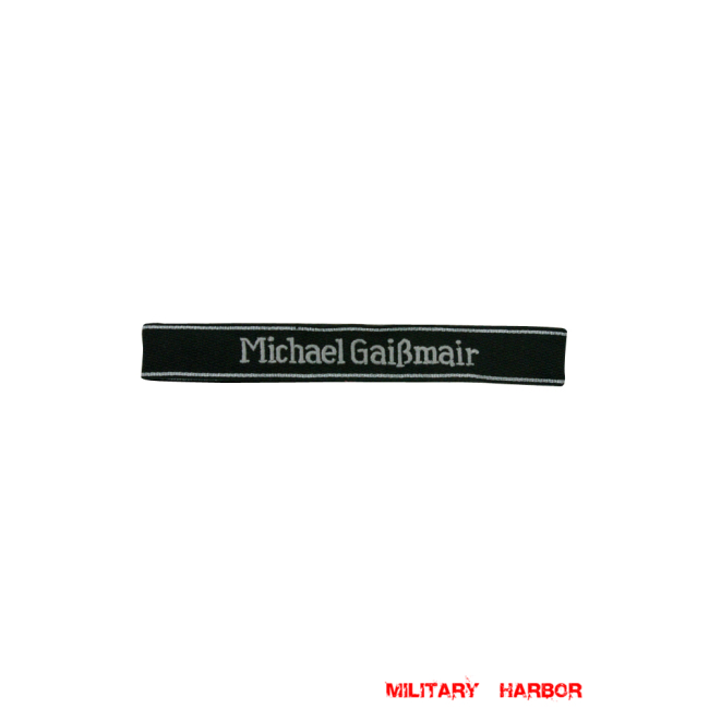 WWII German SS Mountain.Rgt.12 Micheal Gaissmair EM/NCO cuff title WW2 German badge,wehrmacht cufftitle,Luftwaffe cufftitle,SS cufftitle,SS Micheal Gaissmair cuff title,WW2 German cufftitle,German insignia,WW2 German,WWII German,waffen ss insignia,WW2 reproduction,WWII German militaria