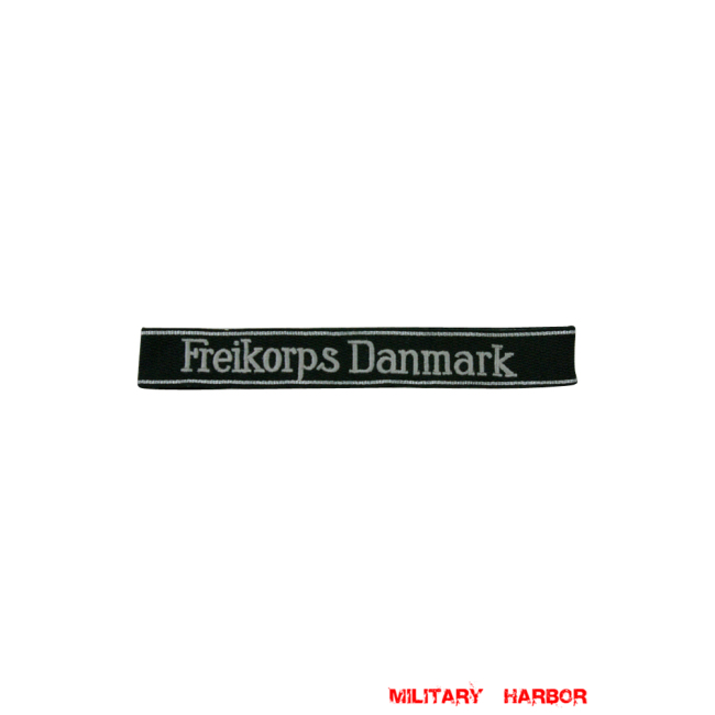 WWII German SS Volunteer Pz.Gren.Rgt. 24 Freikorps Danmark EM/NCO cuff title WW2 German badge,wehrmacht cufftitle,Luftwaffe cufftitle,SS cufftitle,SS Freikorps Danmark cuff title,WW2 German cufftitle,German insignia,WW2 German,WWII German,waffen ss insignia,WW2 reproduction,WWII German militaria