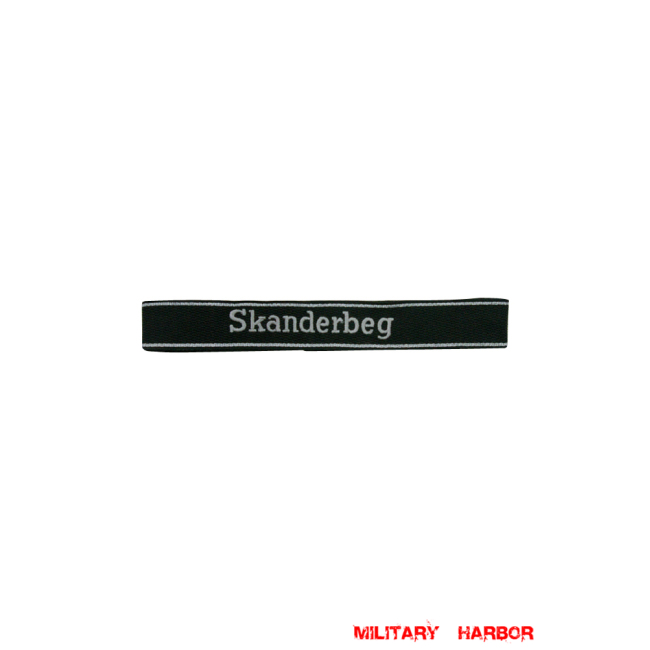 WWII German SS 21st Waffen Mountain Div. Skanderbeg EM/NCO cuff title WW2 German badge,wehrmacht cufftitle,Luftwaffe cufftitle,SS cufftitle,SS Skanderbeg cuff title,WW2 German cufftitle,German insignia,WW2 German,WWII German,waffen ss insignia,WW2 reproduction,WWII German militaria
