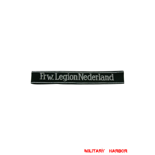 WWII German SS 23rd Volunteer Pz.Gren.Div. Frw. Legion Nederland EM/NCO cuff title WW2 German badge,wehrmacht cufftitle,Luftwaffe cufftitle,SS cufftitle,SS Legion Nederland cuff title,WW2 German cufftitle,German insignia,WW2 German,WWII German,waffen ss insignia,WW2 reproduction,WWII German militaria