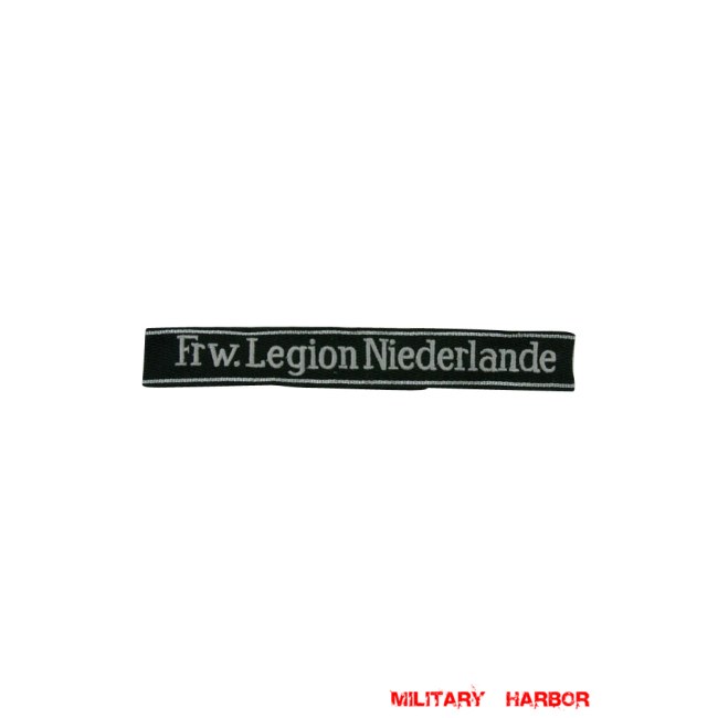 WWII German SS 23rd Volunteer Pz.Gren.Div. Frw. Legion Niederland EM/NCO cuff title WW2 German badge,wehrmacht cufftitle,Luftwaffe cufftitle,SS cufftitle,SS Legion Niederland cuff title,WW2 German cufftitle,German insignia,WW2 German,WWII German,waffen ss insignia,WW2 reproduction,WWII German militaria