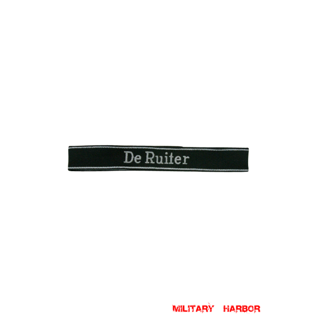 WWII German SS Volunteer Pz.Gren.Rgt 46 De Ruiter EM/NCO cuff title WW2 German badge,wehrmacht cufftitle,Luftwaffe cufftitle,SS cufftitle,SS De Ruiter cuff title,WW2 German cufftitle,German insignia,WW2 German,WWII German,waffen ss insignia,WW2 reproduction,WWII German militaria