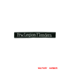 WWII German SS 27th Volunteer Div. Frw.Legion Flandern EM/NCO cuff title WW2 German badge,wehrmacht cufftitle,Luftwaffe cufftitle,SS cufftitle,SS Frw Legion Flandern cuff title,WW2 German cufftitle,German insignia,WW2 German,WWII German,waffen ss insignia,WW2 reproduction,WWII German militaria