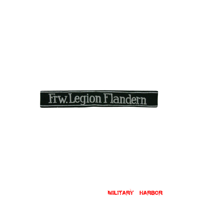 WWII German SS 27th Volunteer Div. Frw.Legion Flandern EM/NCO cuff title WW2 German badge,wehrmacht cufftitle,Luftwaffe cufftitle,SS cufftitle,SS Frw Legion Flandern cuff title,WW2 German cufftitle,German insignia,WW2 German,WWII German,waffen ss insignia,WW2 reproduction,WWII German militaria